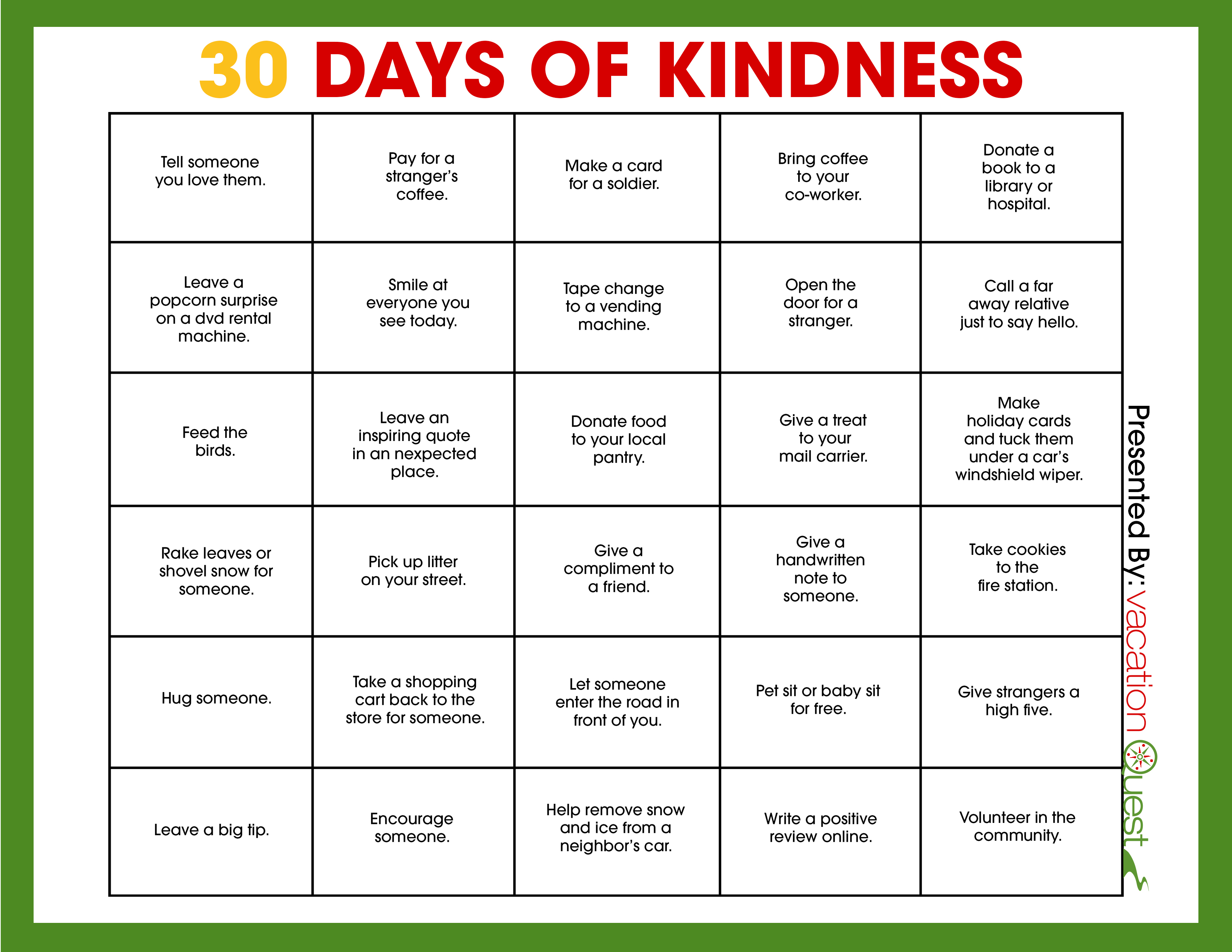 30 Days of Kindness Countdown Starts Now Digital Vacation Quest Blog